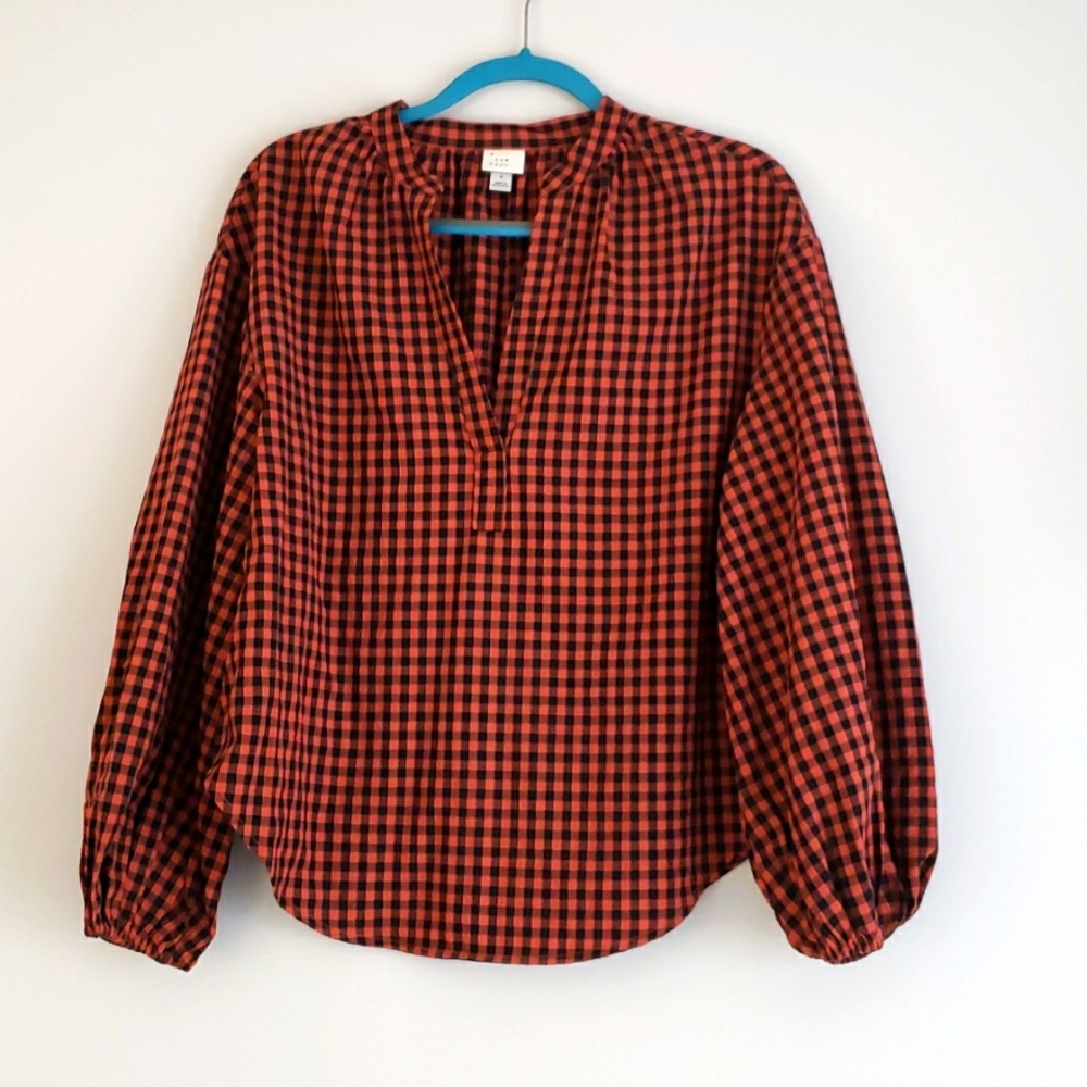 Orange Checkered Autumn Blouse
